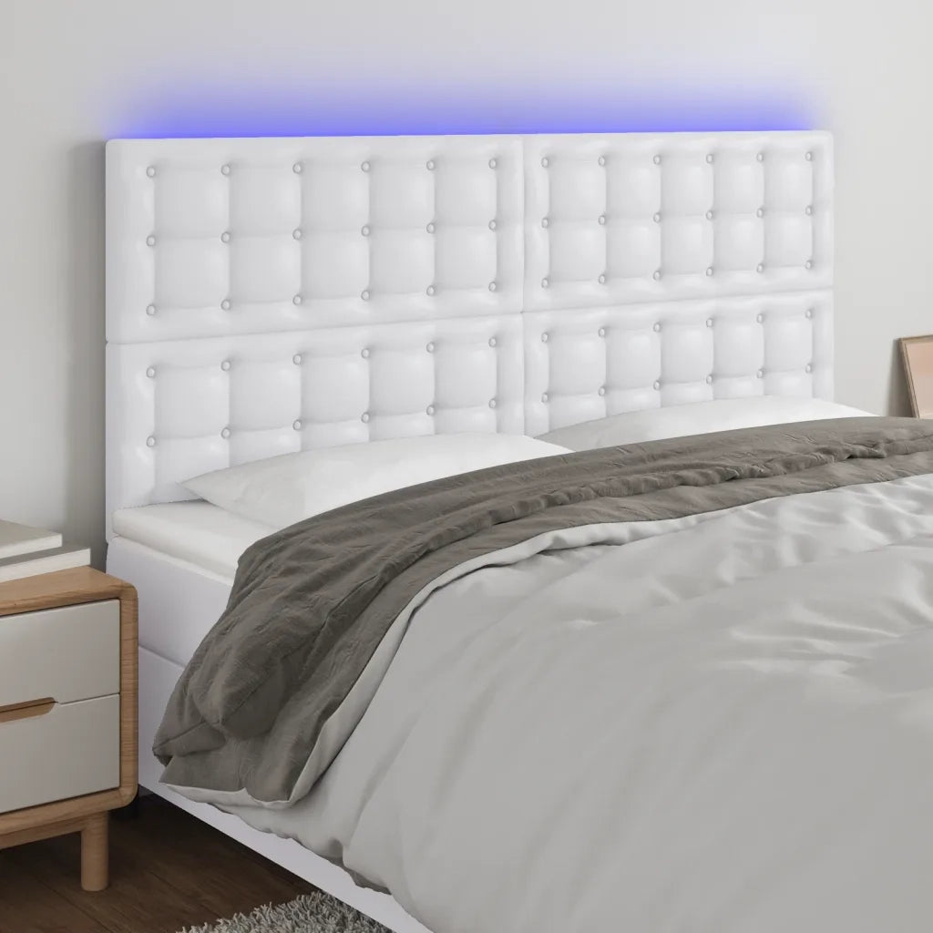 Testiera a LED-Testata con LED Bianco 160x5x118/128 cm in Similpelle 584730