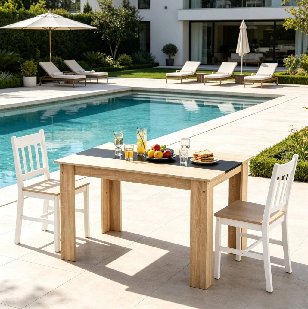 Tavolo da pranzo 120x69 cm in rovere e nero per 4-6 persone