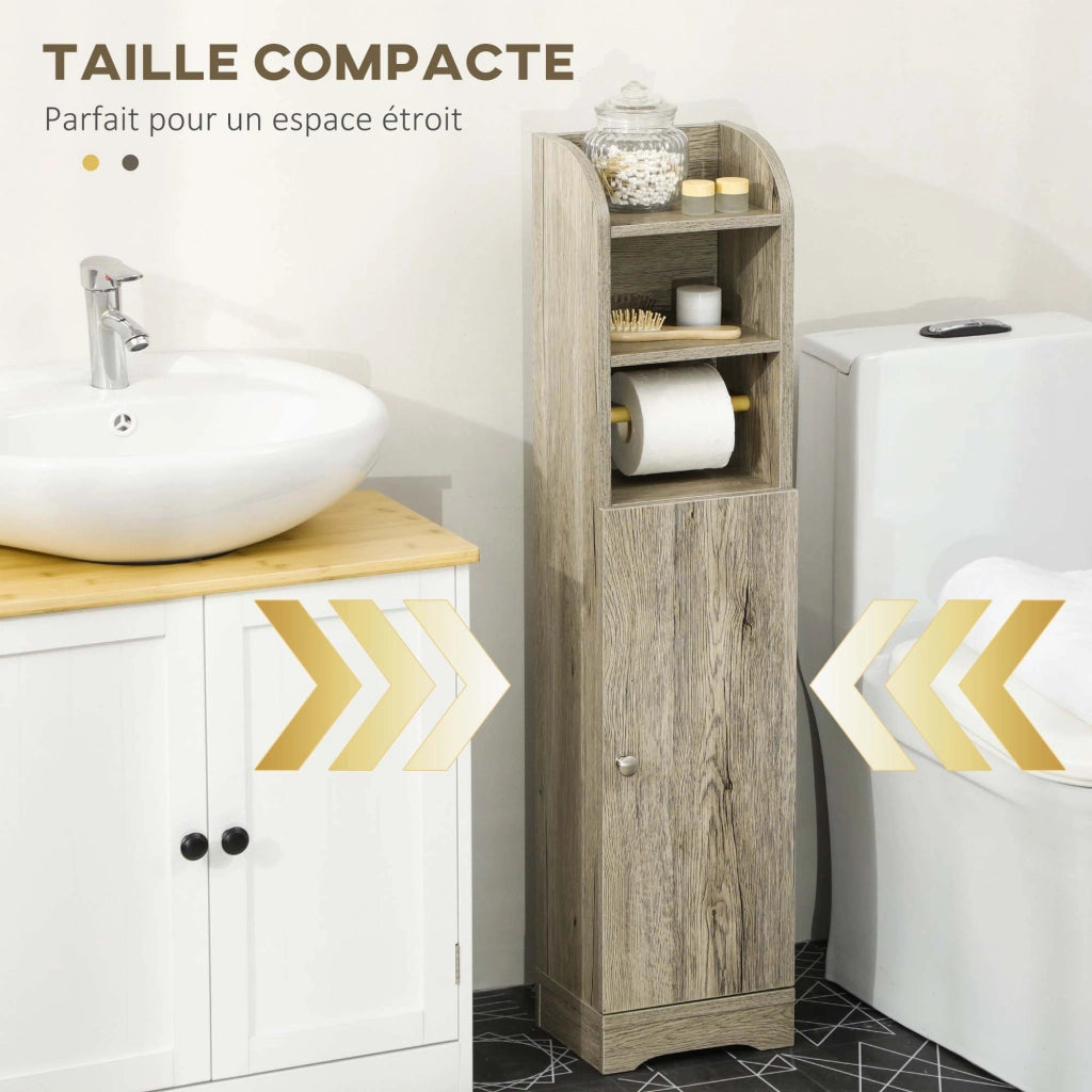 Mobiletto da bagno con ripiano, 2 scomparti e ante ¨C zephmum ¨C grigio 23x18x100 cm