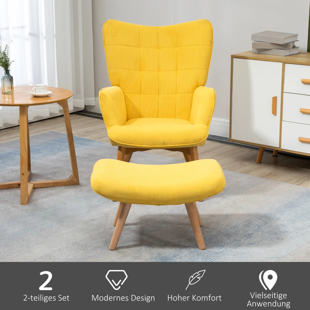 POLTRONA Relax con poggiapiedi 72x80x101 cm Poliestere Giallo