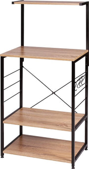 Cassa da Cucina in Legno con 3 Porte - Cassetto, Libreria, Cassetto da Parete, Cassetto Aperto - 60x40x123 cm - Legno e Metallo - Legno di Quercia Chiara