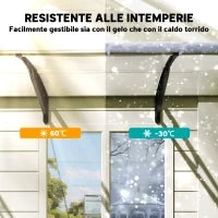 Tettoia per Esterni Curva con Viti e Bulloni Inclusi, in Policarbonato, PP e Alluminio, 122x89x24 cm