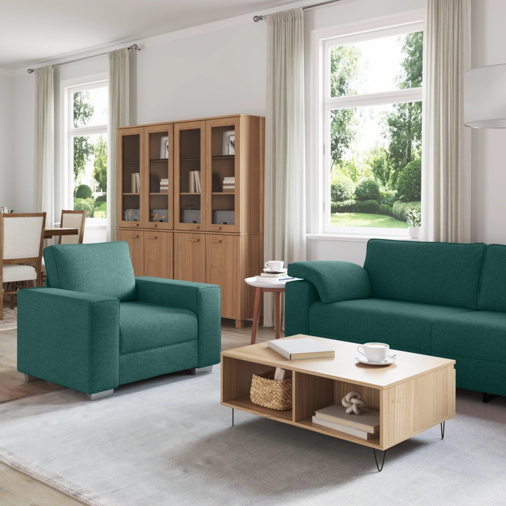 Set Divano 3 Pezzi con Cuscini Verde Scuro