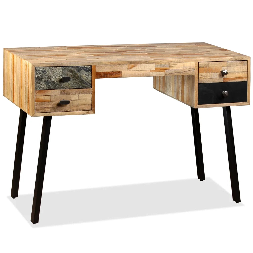 Scrivania | Tavolo da Ufficio in Legno Massello di Teak di Recupero 110x50x76 cm