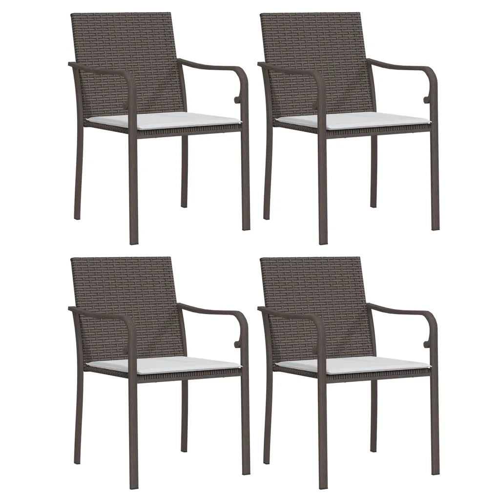 Sedie da Giardino con Cuscini 4 pz | Sedie da Esterno Marroni 56x59x84cm Polyrattan
