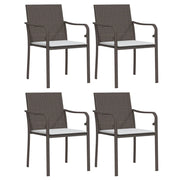Sedie da Giardino con Cuscini 4 pz | Sedie da Esterno Marroni 56x59x84cm Polyrattan
