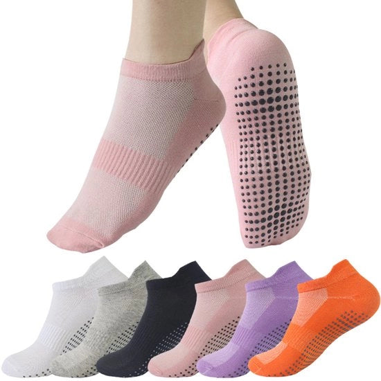 Calze antiscivolo - 6 paia - misura 35-40 - Calze antiscivolo uomo e donna - Calze yoga singolo - Calze antiscivolo - Calze donna - Calze con grip - Calze yoga sport - 6 colori
