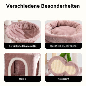 Fudajo Albero tiragraffi Ciliegia 162cm Rosa Con sisal, casetta per gatti e cucce