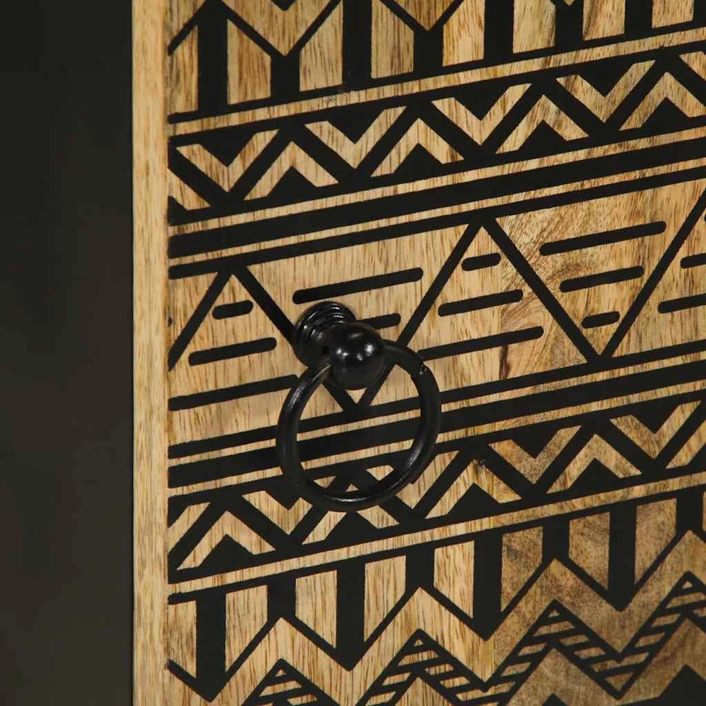 Mobiletto da bagno in legno massello di mango in stile retrò che offre un elegante spazio di archiviazione 38 x 33 x 58 cm legno nero 02_0057840