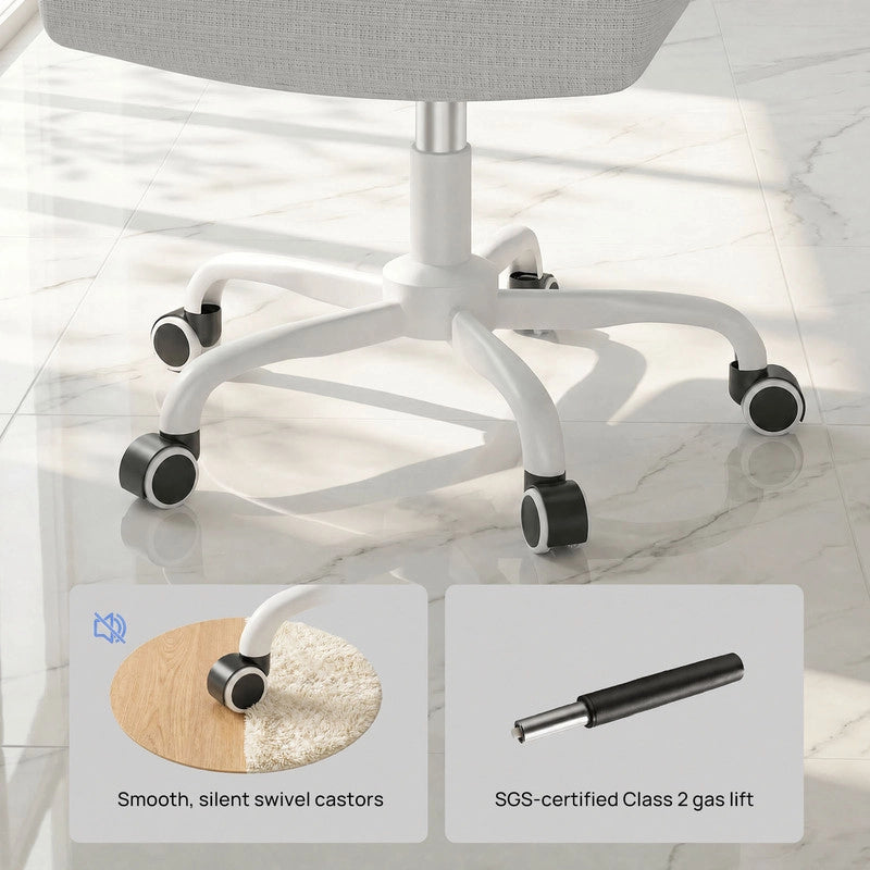 Sedia da ufficio ergonomica - Poltrona HAMLODY - con braccioli pieghevoli a 90° - Supporto lombare - Regolabile in altezza Grigio