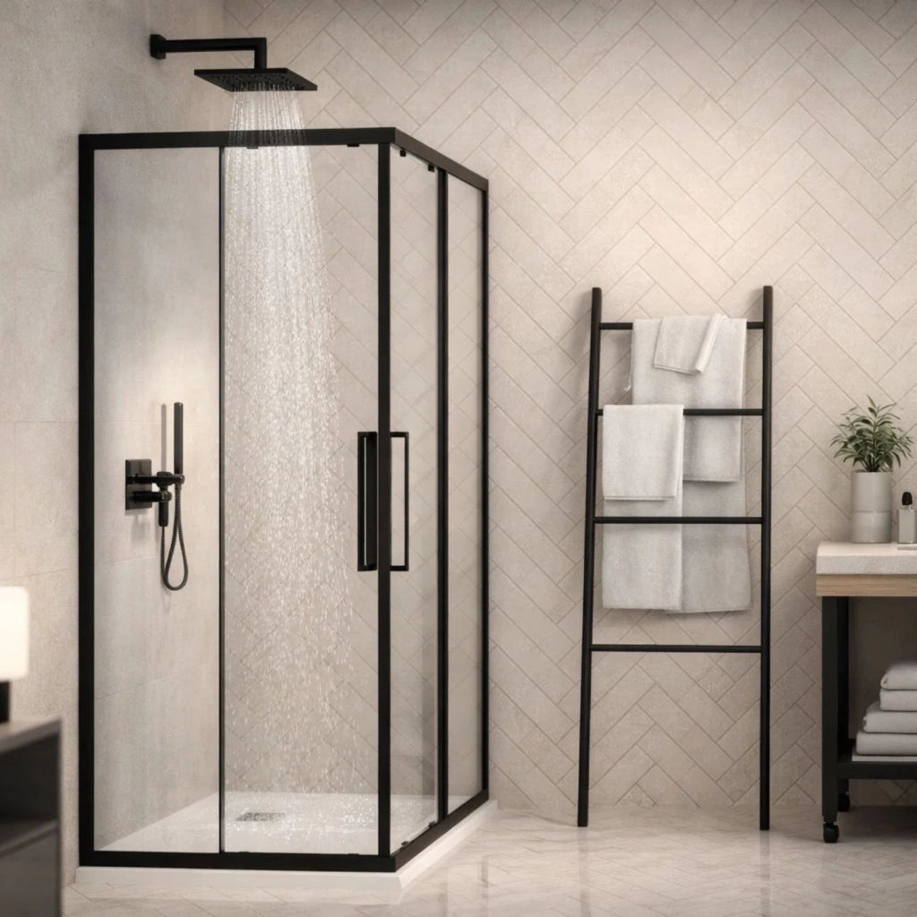 Cabina doccia angolare corner black cristallo 6 mm 100x140x195 cm