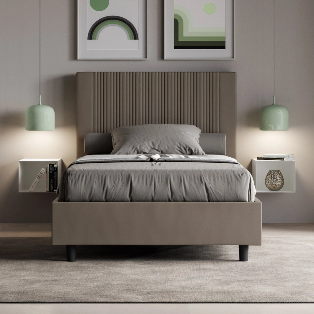 Letto Matrimoniale 160x210 cm con Rete Goya Cappuccino