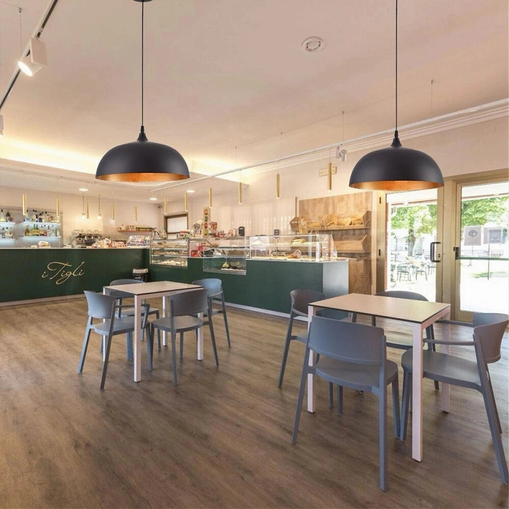 Trade Shop - Lampadario A Sospensione Soffitto E27 Ferro Paralume Moderno Elegante Cupola B90 - Nero