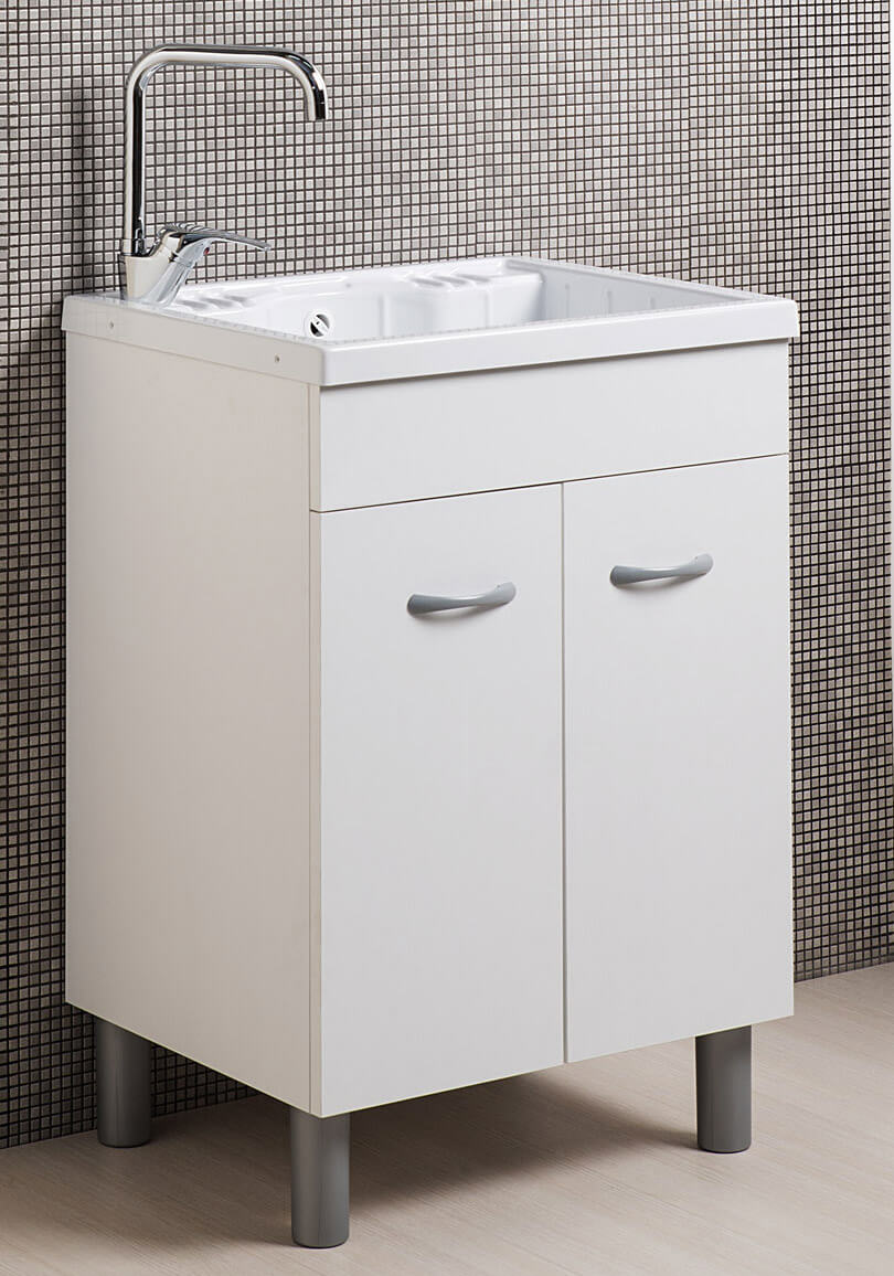 Mobile Lavatoio in ABS 60x50x88 cm 2 Ante Ambrosini Oceano Bianco Opaco