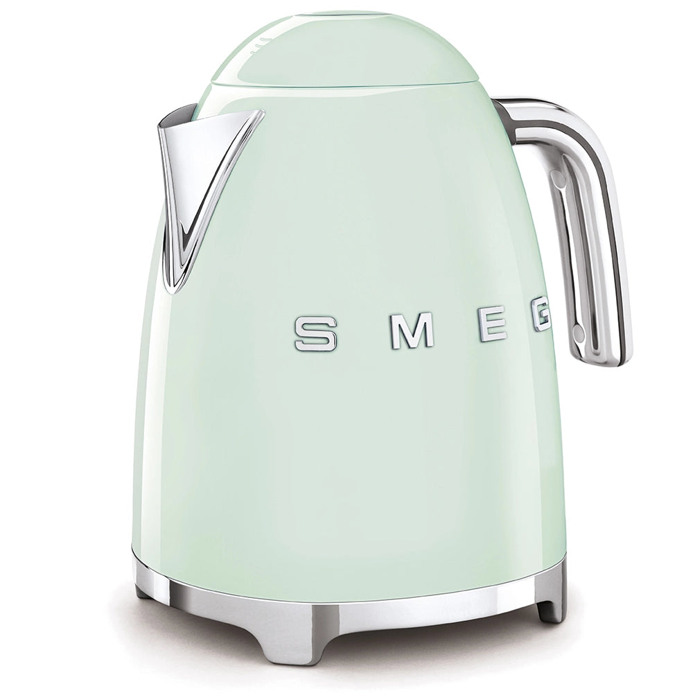 Smeg, bollitore elettrico klf03pgeu 1,7l, filtro anticalcare lavabile, autospegnimento di sicurezza, indicatore livello acqua, base antiscivolo e avvolgicavo integrato, potenza 2400w, verde pastello