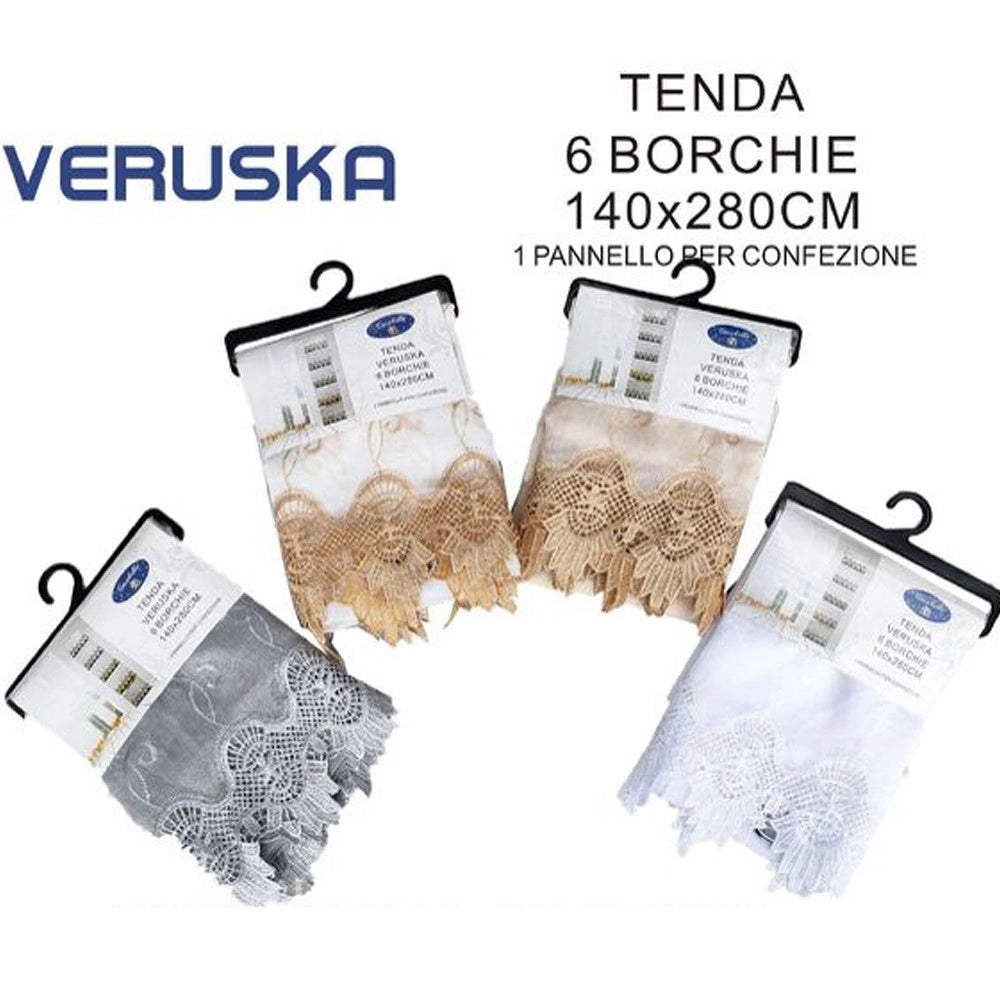 Trade Shop - Tenda Veruska Pannello Singolo 6 Borchie Porta Finestra Cucina Bastone 140x280cm -