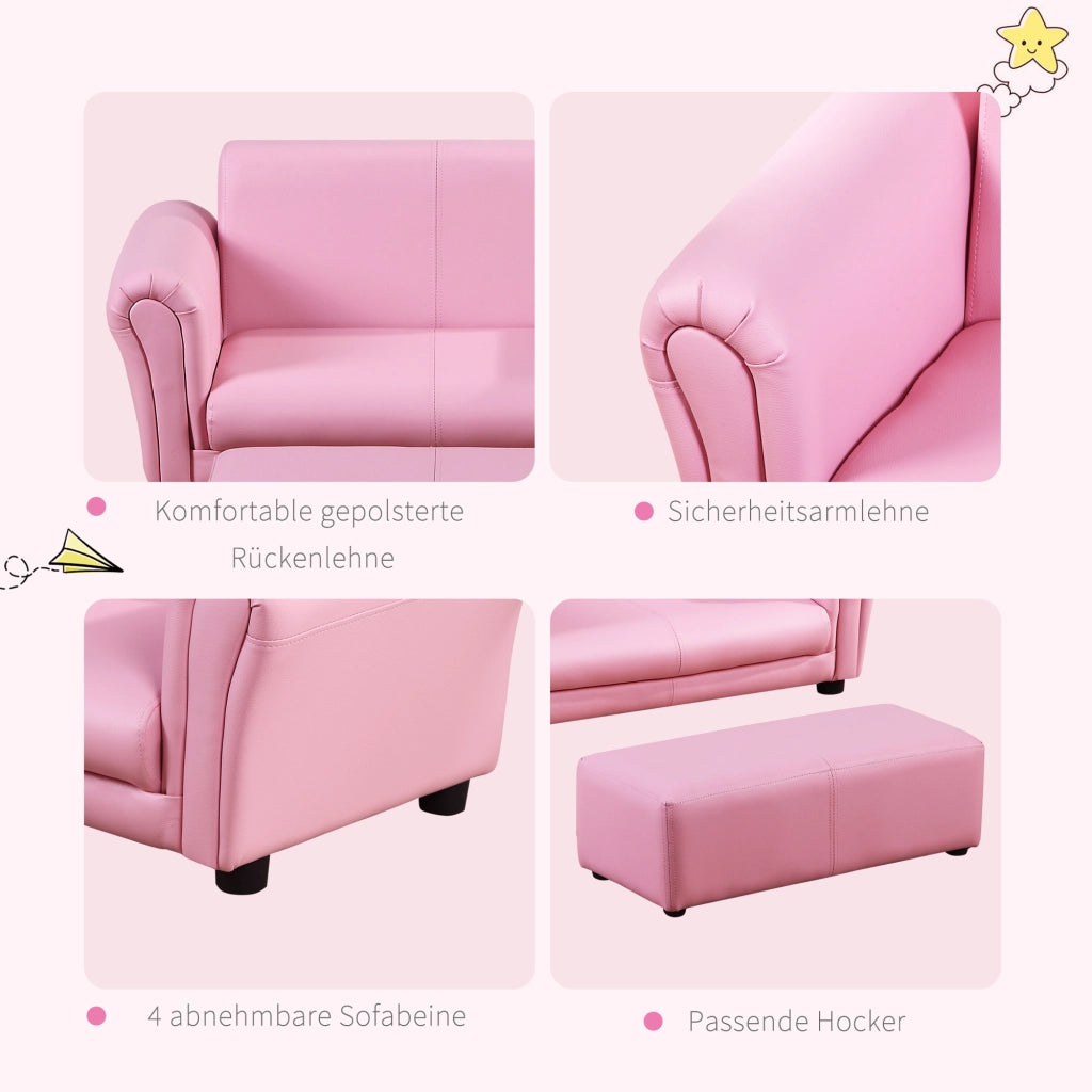 Poltrona per bambini con pouf ¨C zephmum ¨C rosa 83x42x41 cm
