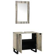 Set di Armadi da Bagno | Armadio da bagno 2 pz Bianco Legno di mango massello