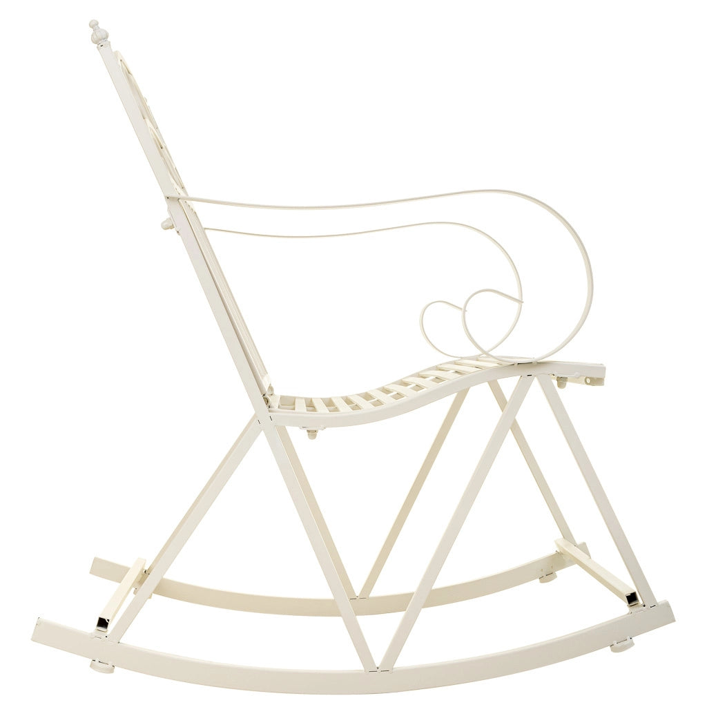 Sedia a dondolo in ferro battuto bianco 55x45x91h cm