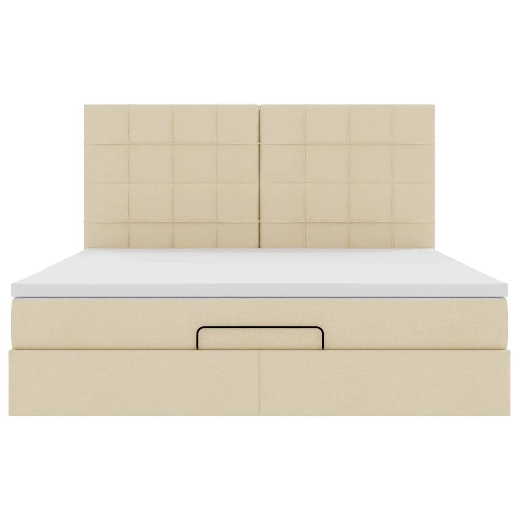 Struttura Letto Pouf con Materasso Crema 180x200 cm in Tessuto 3314029