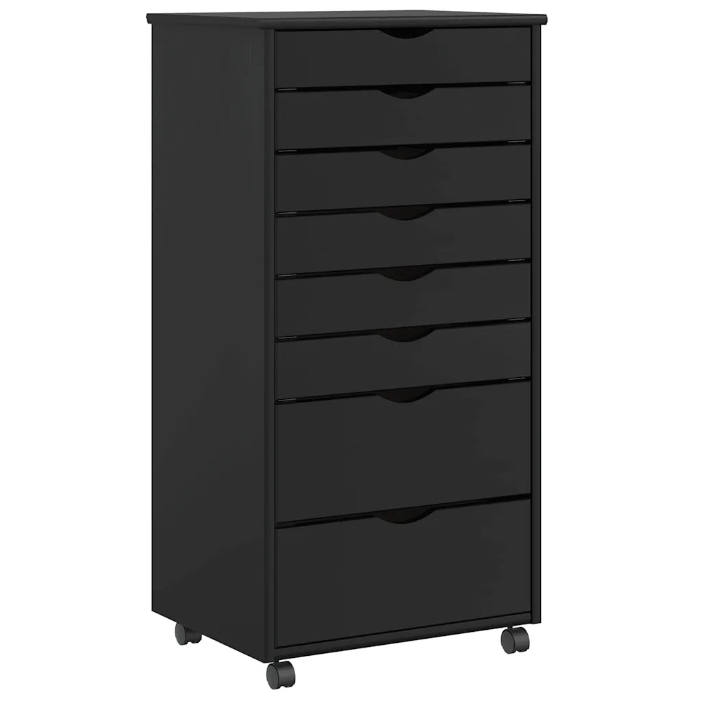 Armadietto Rotante con Cassetti MOSS Nero Legno Massello Pino 4015788