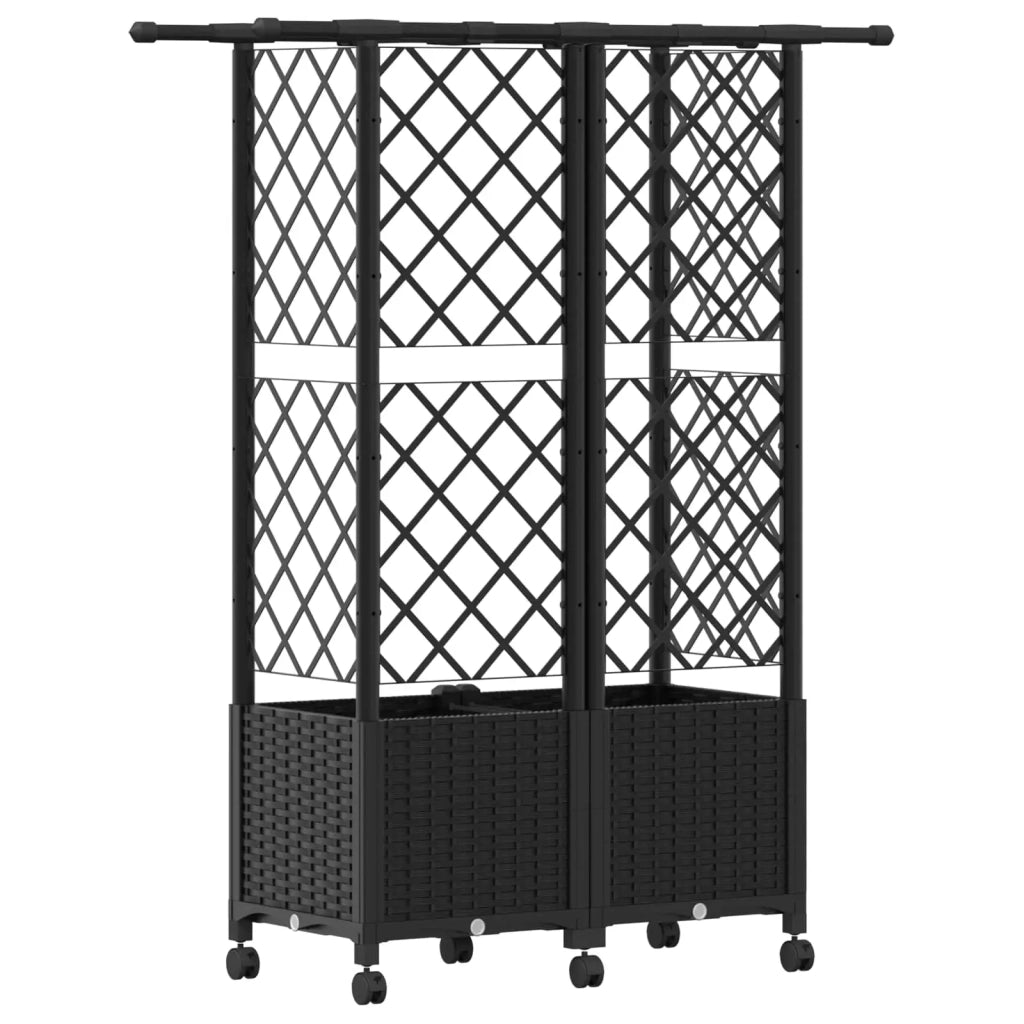 Letto Rialzato con Griglia e Tetto Nero 124 x 40 x 142 cm PP 3423038
