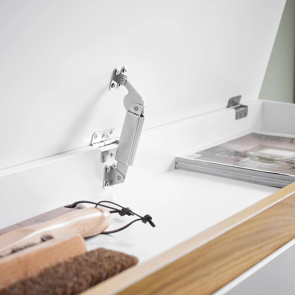 Cassapanca Contenitore da Interno Panca Scarpiera da Ingresso con Contenitore e Seduta - Adatta a Ingressi, Soggiorni e Camere, Bianco, 104x30x47 cm, Testata per 240 kg, FSR171-W