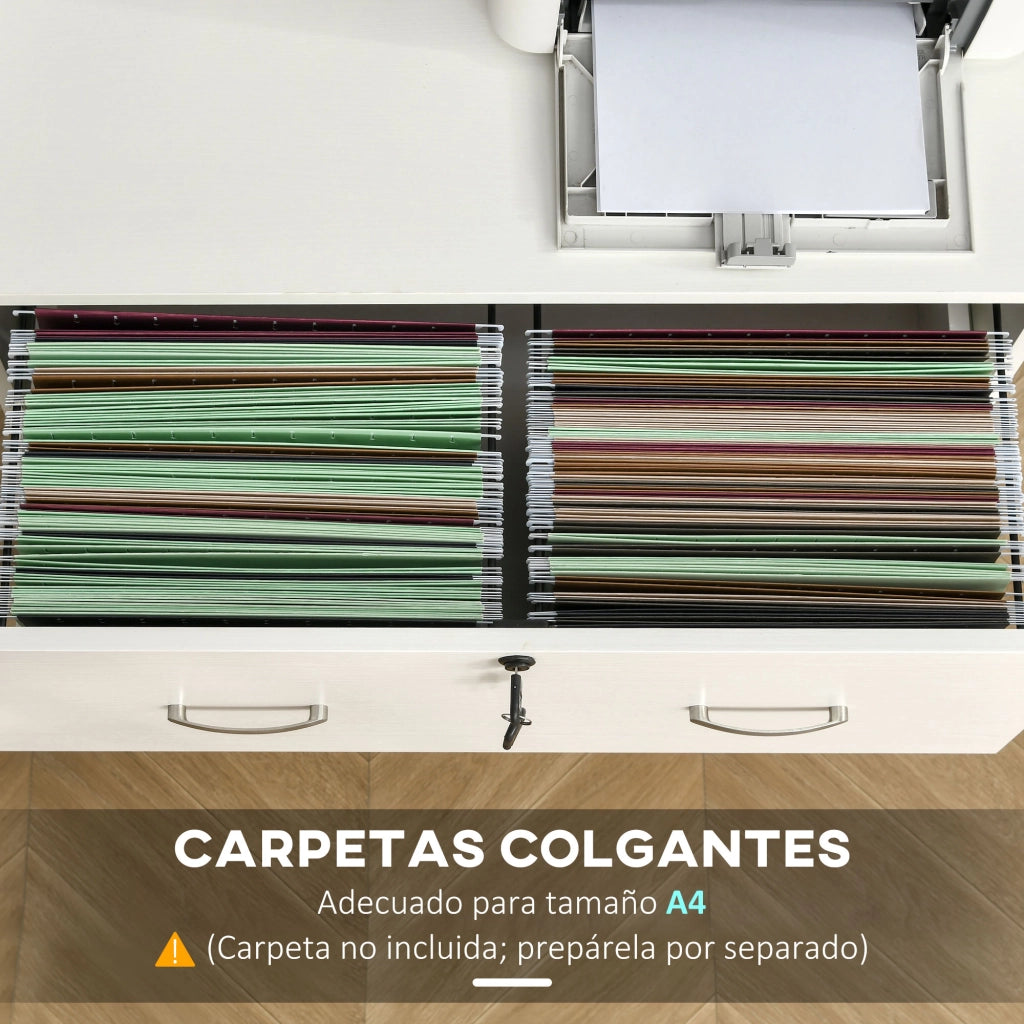 Scrivania con cassettiera ¨C zephmum ¨C 77x42x72 cm bianco