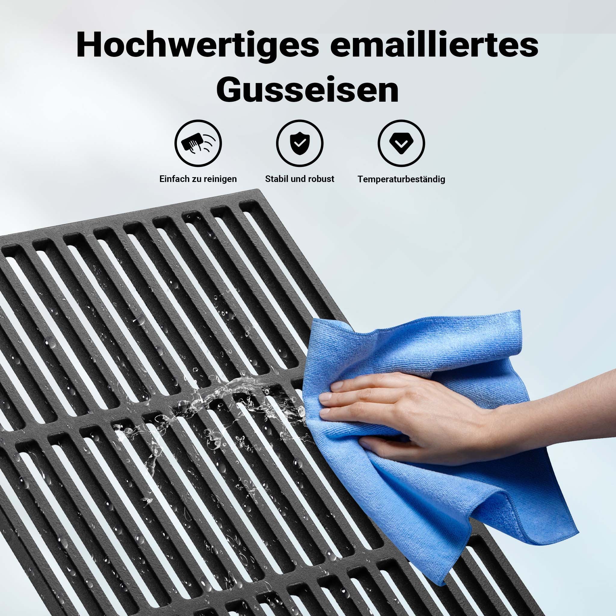 Griglia in ghisa per camino 30 x 44,5 cm, griglia in ghisa per barbecue a carbone e a gas, piastra in ghisa per carne, pesce, verdure