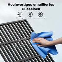 Griglia in ghisa per camino 30 x 44,5 cm, griglia in ghisa per barbecue a carbone e a gas, piastra in ghisa per carne, pesce, verdure