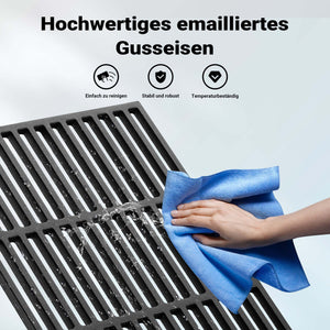 Griglia in ghisa per camino 30 x 44,5 cm, griglia in ghisa per barbecue a carbone e a gas, piastra in ghisa per carne, pesce, verdure