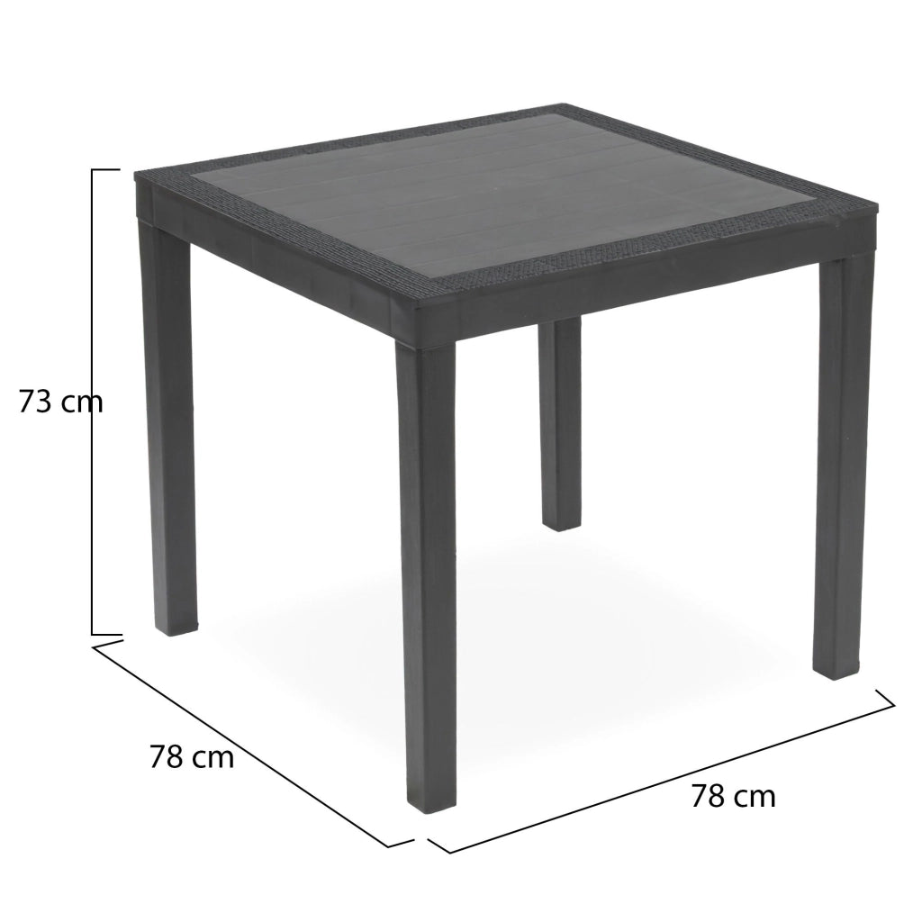 Frostproof, Tavolo da Esterno 4 Posti Made in Italy, 78x78x73h cm Nero Antracite