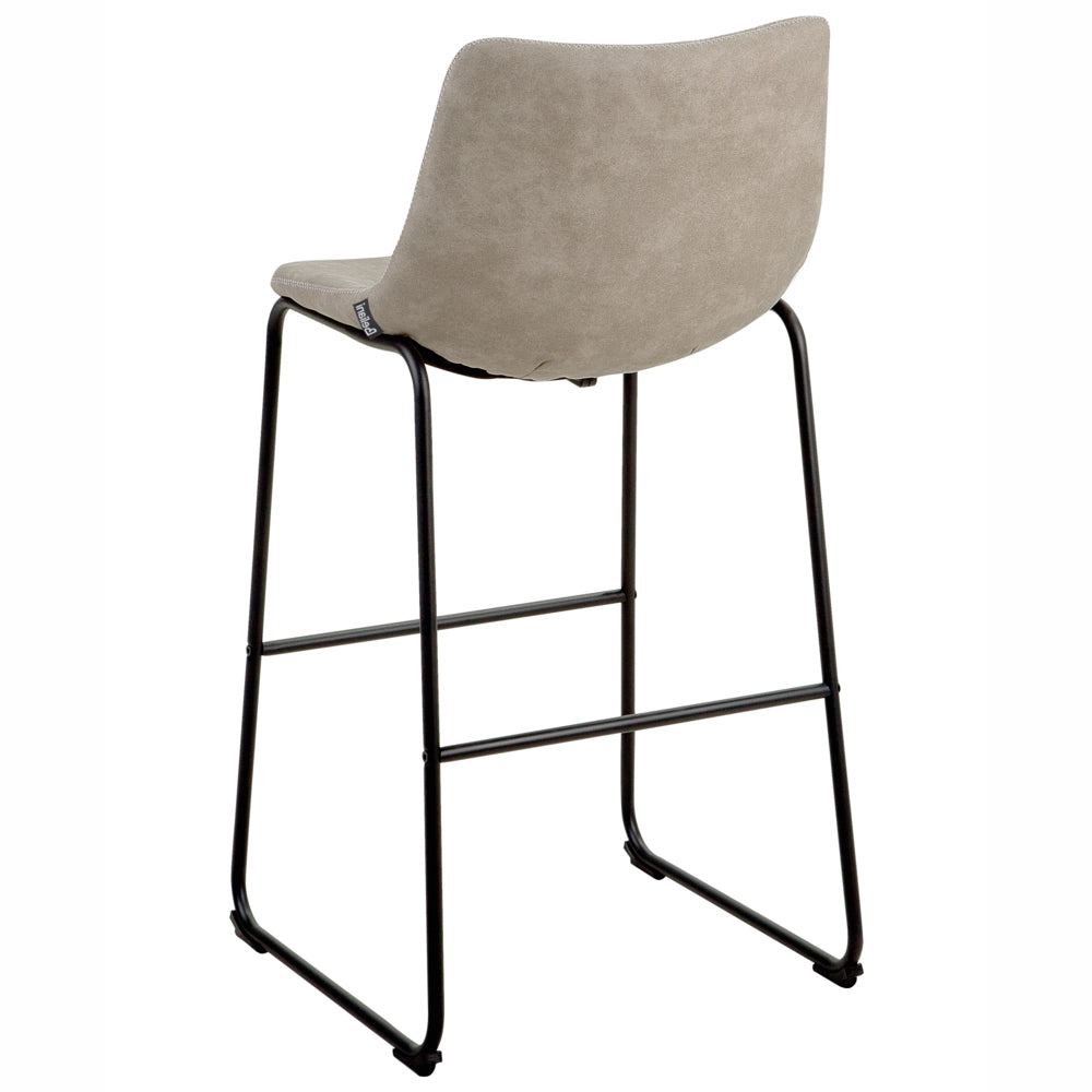 Set di 2 sgabelli da bar rivestimento in tessuto beige gambe in metallo Nero poggiapiedi industriale