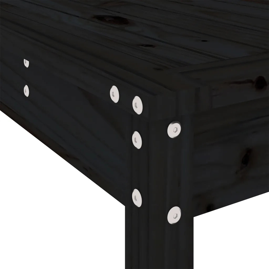 Set Bar da Giardino 3 pz Nero in Legno Massello di Pino 3157797