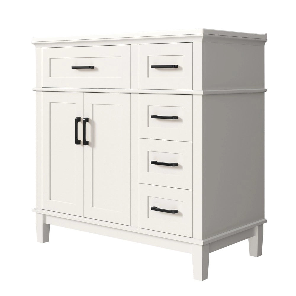 Mobile Bagno con Lavabo in Ceramica e Cassetti ¨C Xylo ¨C Bianco, Gambe in Massello, 90x46x87