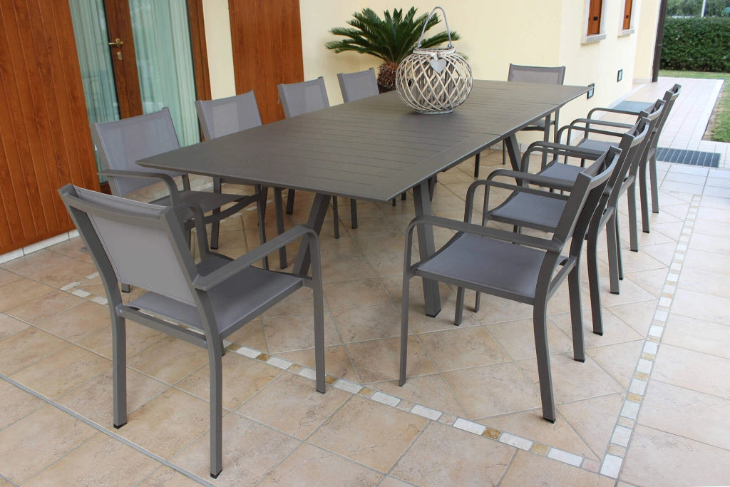 Poltrona da Giardino Impilabile in Alluminio Textilene cm 56x61x84 - WARD