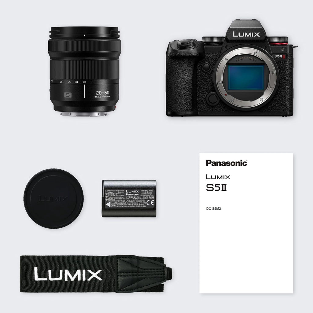 Panasonic Lumix Dc-S5 II Macchina Mirrorless Full Frame Con 20-60 Mm, F3.5-5.6 Lenti, 4K 60P E 6K 30P, Schermo Ribaltabile, Wi-Fi, Is Attivo, Nero
