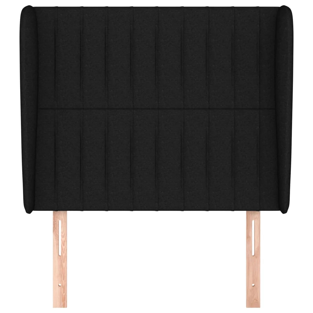 Testiera ad Orecchio Nera 93x23x118/128 cm in Tessuto
