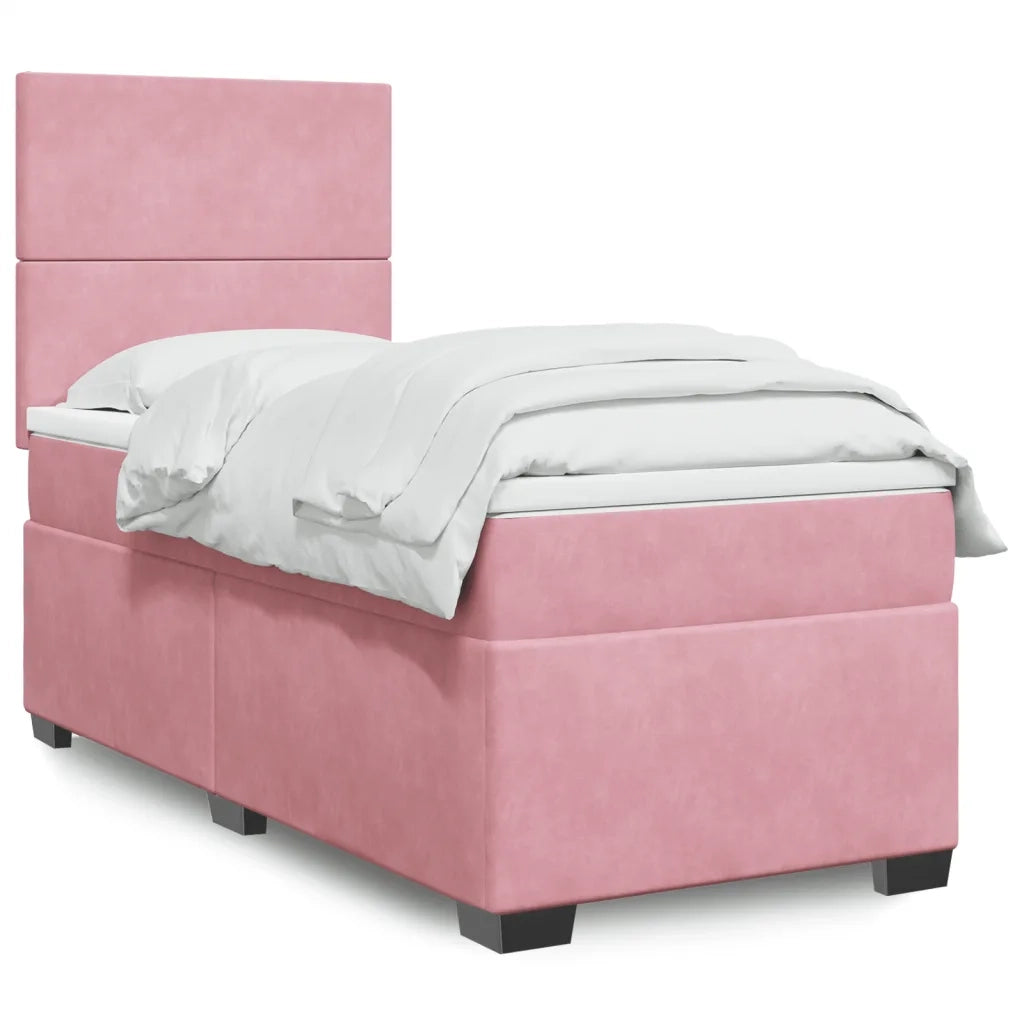 Letto singolo | Letto per adulti | Giroletto a Molle con Materasso Rosa 80x200 cm in Velluto