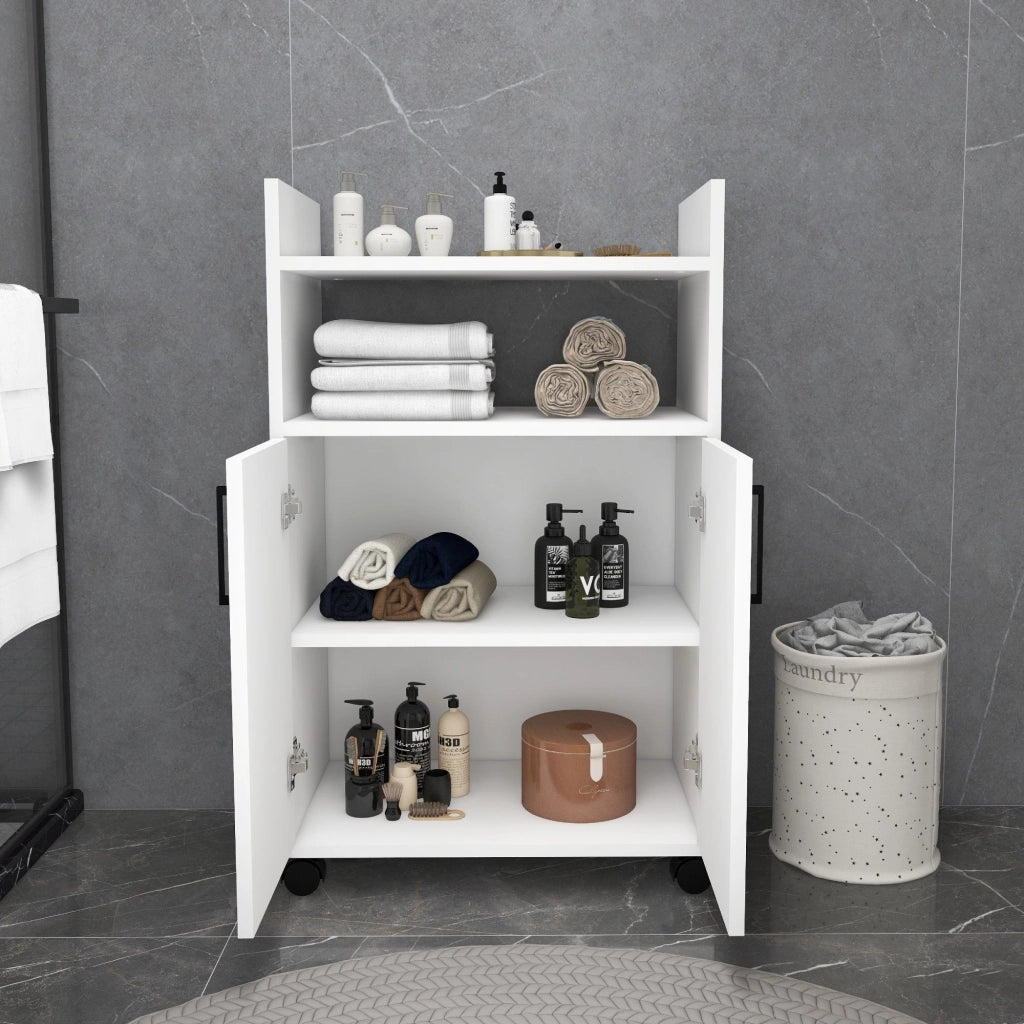 Marzi, Armadio Multiuso 2 Ante 4 Ripiani, 60x97h cm Bianco