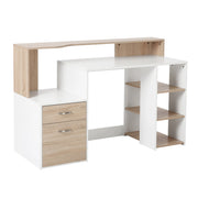 Scrivania con scaffale e cassetti ¨C zephmum ¨C bianco e rovere 137x55x92 cm