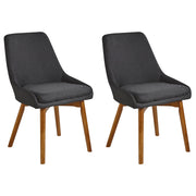 Set di 2 sedie Tessuto in poliestere Nero Gambe in legno massello scuro Sedile spesso imbottito