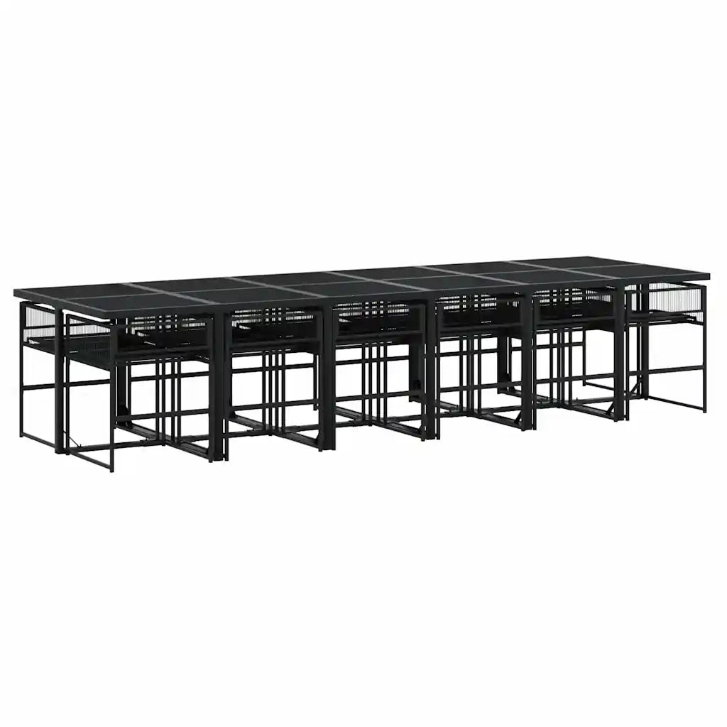 vidaXL Set da Pranzo da Giardino 13pz con Cuscini Nero in Polyrattan