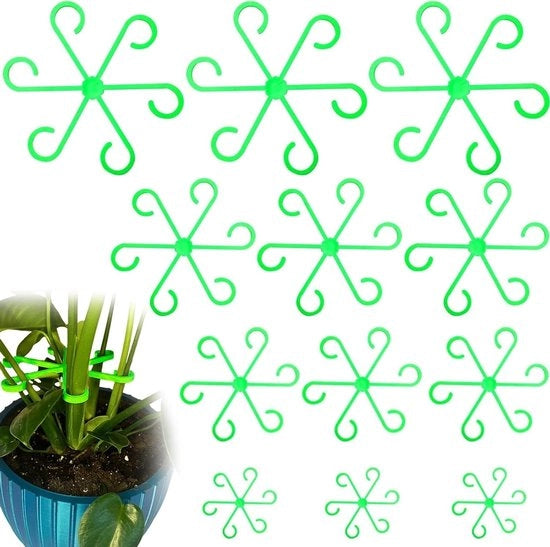 Supporti per piante - 12 pezzi di sostegni fissa per rose, hortensie, pomodori e monstera - Ferme per piante riciclabili - Anello di sostegno per piante da giardino (verde)
