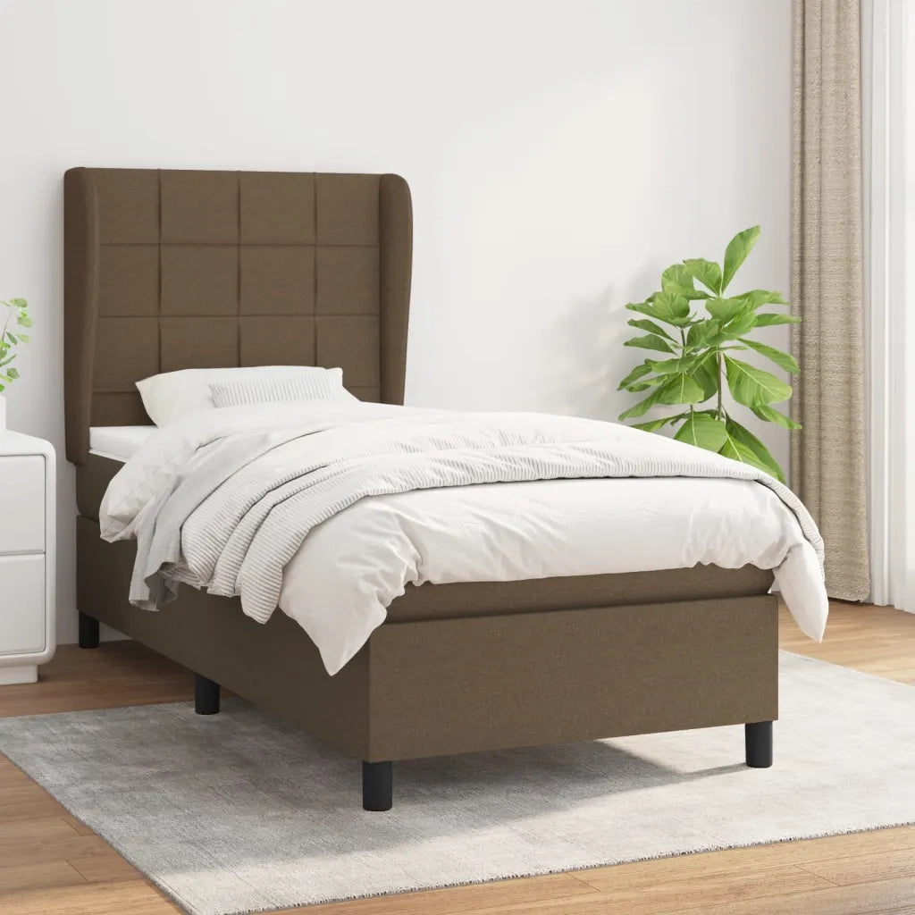 Giroletto a Molle con Materasso Marrone Scuro 80x200 cm Tessuto 3127920