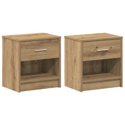 Set di 2 Comodini | Armadio da Notte | Mobiletto da notte con Cassetto Rovere Artigianale 39x28x41 cm