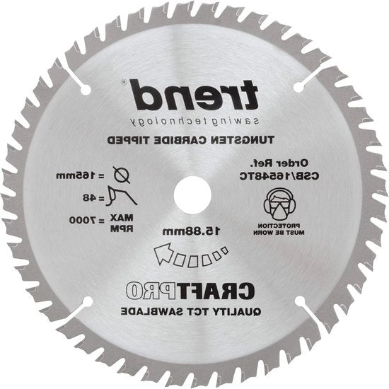 Lama circolare per sega TCT per CraftPro - taglio sottile - diametro 165 mm - 48 denti - lunghezza asse 1588 mm - carburo di tungsteno getipato
