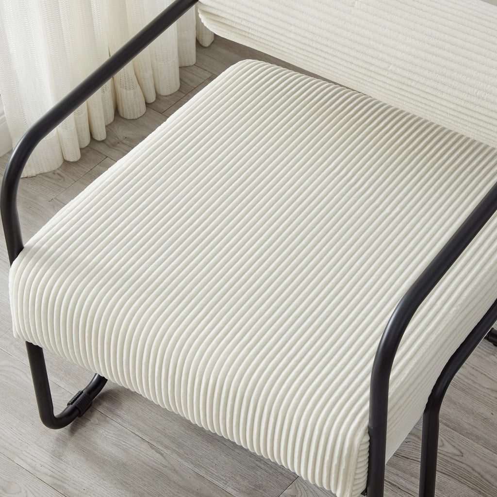 Poltrona lounge con schienale cilindrico e struttura stabile per soggiorno in velluto a coste - beige