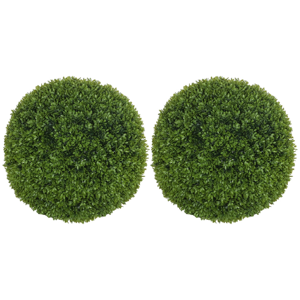 Set di 2 Piante Finte di Bosso da Ø40 cm per Interno ed Esterno in PE Verde