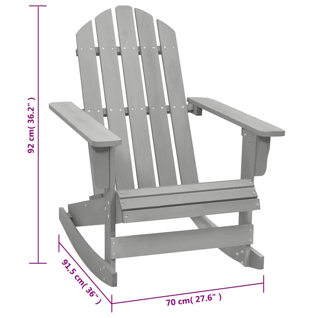 Sedia a Dondolo da Giardino in Legno Grigia cod mxl 17170